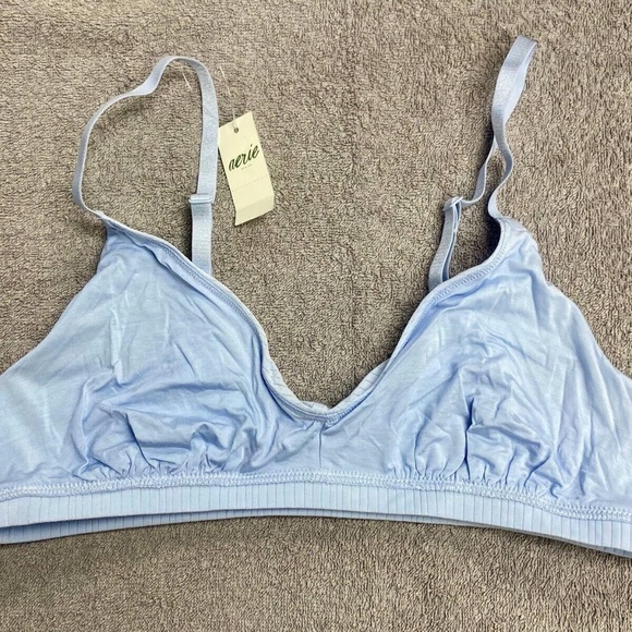 NWT Aerie Modal Ribbed Triangle Bralette - Eyelet Blue - M - Picture 5 of 6